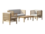 Garten Sitzgruppe: 1 Sofa 2-Sitzer + 2 Sessel + 1 Tisch - Teakholz - Holzfarben hell - JONAH Garten Sitzgruppe: 1 Sofa 2-Sitzer + 2 Sessel + 1 Tisch - Teakholz - Holzfarben hell - JONAH