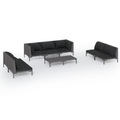 vidaXL 8-tlg. Garten-Lounge-Set mit Kissen Poly Rattan Dunkelgrau