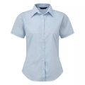 Kurzarm Popeline Bluse Arbeitshemd Damen Hellblau 46