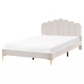 Beliani - Bett mit Lattenrost aus Samtstoff Glamourös SAUVIAN, 160X200CM, Schneeweiss