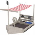 Northio, Northio - Sandkasten Sandkiste groß mit Abdeckung im Schiff Design Matschekiste aus Holz Segelschiff Spielhaus Küchenspielset Aufbewahrung für Kinder 3-7 Jahre Grau 180 x 103 144,5 cm Aosom, 120cm