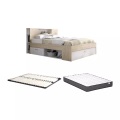 Vente-unique - Bett mit Stauraum & Schubladen + Lattenrost + Matratze - 160 x 200 cm - Weiß & Naturfarben - LEANDRE, 160X200CM, Beige