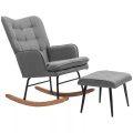 HOMCOM - Schaukelstuhl mit Hocker, One Size, Grau