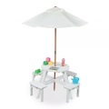 B2X - Runde Sitzecke für Kinder aus Holz mit Sonnenschirm, One Size