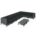 vidaXL 8-tlg. Garten-Lounge-Set mit Auflagen Poly Rattan Dunkelgrau
