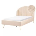 Beliani - Bett mit Lattenrost aus Bouclé Minimalistisch AMBILLOU, 120X200CM, Perle