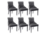 Stuhl 6er-Set - Stoff & Kautschukholz - Grau - MERVIA Stuhl 6er-Set - Stoff & Kautschukholz - Grau - MERVIA