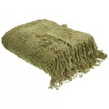 Beliani - Kuscheldecke aus Baumwolle Boho VELLA, One Size, Olivegrün