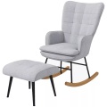 Northio, Northio - Schaukelstuhl Schwingsessel mit Hocker, Armlehnsessel, Relaxsessel Leinenoptik, Schaukelsessel bis 130 kg Belastbarkeit, Hellgrau