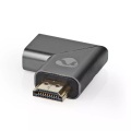 Nedis, HDMI? Adapter | HDMI? Stecker | HDMI? Buchse | HDMI? Ausgang | Vergoldet | Abgewinkelt Links | Aluminium | Grau mit Metall | 1 Stk. | Karton mit abgedecktem Fenster