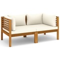 vidaXL, vidaXL 2-Sitzer-Gartensofa mit Creme Kissen Massivholz Akazie
