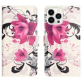 iPhone 14 Pro - Leder Etui Hülle Lotus Blüte