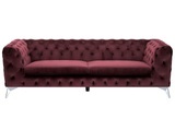 Beliani 3-Sitzer Sofa Samtstoff dunkelrot SOTRA