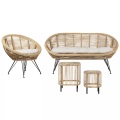 Beliani, Lounge Set mit Tisch aus Rattan Boho MARATEACESENATICO Lounge Set mit Tisch aus Rattan Boho MARATEACESENATICO