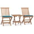 vidaXL 3-tlg. Garten-Essgruppe mit Kissen Klappbar Massivholz Teak