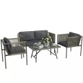 Northio, Northio - Gartenmöbel Set aus Polyrattan Lounge-Set mit 2er Sofa Sessel Glastisch Kissen wetterfest Balkonmöbel für 4 Personen Outdoor Sitzgruppe Terrassenmöbel für Garten Balkon Grau |, One Size