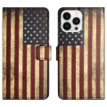 Apple, iPhone 14 Pro - Leder Etui Hülle USA Amerika Flagge