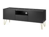 TV-Möbel mit 2 Türen, 1 Schublade und 1 Nische - Schwarz, er Marmor und goldener Effekt - PIOLUN TV-Möbel mit 2 Türen, 1 Schublade und 1 Nische - Schwarz, er Marmor und goldener Effekt - PIOLUN