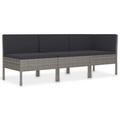 vidaXL 3-tlg. Garten-Lounge-Set mit Auflagen Poly Rattan Grau