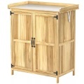 Northio - Gartenschrank Holz, Geräteschuppen wetterfest 74x43x88cm, Gerätehaus mit Klappdach Ablagen, Arbeitsfläche, Geräteschrank, Gartenhaus Werkzeugschrank Gartenschuppen für Garten, Terrasse, Holz |, One Size