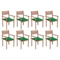 vidaXL, vidaXL Stapelbare Gartenstühle mit Kissen 8 Stk. Massivholz Teak
