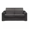 LINEA SOFA - Schlafsofa mit Matratze 2-Sitzer Kunstleder - Schwarz - Liegefläche mit Lattenrost: 120 cm - Matratzenhöhe: 18 cm mit Memory Schaum - CALITO, One Size