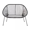 Beliani Gartenbank Rattan schwarz 114 cm ACAPULCO