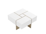 Vente-unique, Couchtisch mit 4 Schubladen - MDF - Naturfarben & Weiß lackiert - CORLY Couchtisch mit 4 Schubladen - MDF - Naturfarben & Weiß lackiert - CORLY