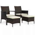 Diverse Hardware, 2-Sitzer-Gartensofa mit Tisch & Hocker Poly Rattan Braun