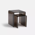 La Redoute Intérieurs - Set Joan mit 2 ausziehbaren Beistelltischen aus gehärtetem Glas, One Size, Braun