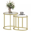 Northio - Couchtisch rund 2er Set Stapelbarer Beistelltisch mit Stahlrahmen, Wohnzimmertisch Kaffeetisch für Wohnzimmer Schlafzimmer Gold Aosom, 72 CM