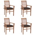 vidaXL Essstühle 4 Stk. mit Taupe Kissen Massivholz Teak