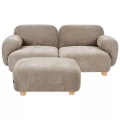 Beliani - 2-Sitzer Sofa mit Ottomane aus Stoff Modern AMLI, One Size, Perle