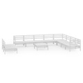 vidaXL 11-tlg. Garten-Lounge-Set Massivholz Kiefer Weiß