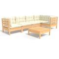 vidaXL 6-tlg. Garten-Lounge-Set mit Creme Kissen Kiefernholz