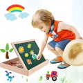Activity-board - Magnetische Holzpuzzle Staffelei Doppelseitige Tafel Holztafel Kritzeln für Kinder, One Size, Multicolor