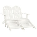 vidaXL 2-Sitzer Adirondack-Gartenbank mit Fußstütze Tannenholz Weiß