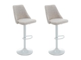 Barhocker 2er-set - Stoff & Metall - Weiß - Kiyola Unisex Beige ONE SIZE