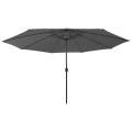 vidaXL Sonnenschirm mit LED-Leuchten und Metallmast 400 cm Anthrazit