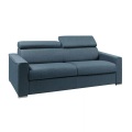 LINEA SOFA - Schlafsofa 4-Sitzer - Liegefläche mit Lattenrost: 160 cm - Matratze: 18 cm mit Memory Schaum - Stoff - Blau - VIZIR, One Size