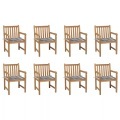 vidaXL Gartenstühle 8 Stk. Graue Karomuster-Kissen Massivholz Teak