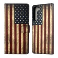 Galaxy S22+ - Leder Hülle Etui US Flagge