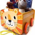 Activity-board, Activity-board - Hölzerne Löwen-Spielzeugkiste | 2-in-1-Zug-Auto & Aufbewahrungsbox mit Rädern für Kinderzimmer oder, One Size, Multicolor