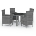 vidaXL 5-tlg. Garten-Essgruppe mit Auflagen Poly Rattan Grau