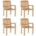 vidaXL, vidaXL Stapelbare Gartenstühle 4 Stk. Massivholz Teak