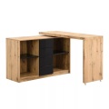 Vente-unique - Ausziehbarer Schreibtisch mit 360° drehbarer Platte - MDF - Holzfarben & Schwarz - PAVELO, One Size