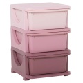 Northio - Spielzeugaufbewahrung, 3Ebenen, Kommode Kinderzimmer, kleiner Schubladenschrank für Kinder, Rosa, 56cm