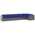 vidaXL 6-tlg. Garten-Lounge-Set mit Kissen Poly Rattan Grau