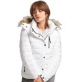 Superdry Winterjacke, abnehmbare Kapuze mit Kordelzug und Kunstfellbesatz
