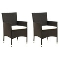 vidaXL Gartenstühle mit Kissen 2 Stk. Poly Rattan Schwarz